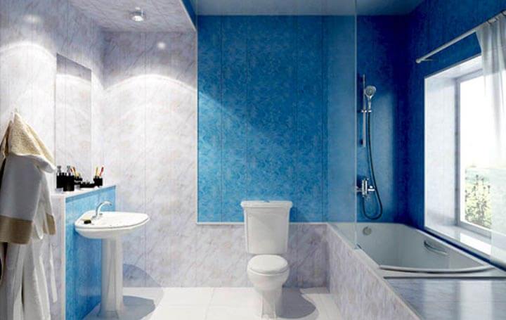 Панелі завжди є в великому асортименті, тому ванна кімната в каркасному будинку з ПВХ створюється в будь-якій кольоровій гамі