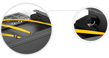 Панель стовбура може бути видалена або встановлена, затягнувши гвинти з накатаною головкою з обох сторін, і кабелі можуть бути добре накладені на пластину